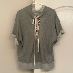 T.LA slouchy gray lace up short sleeve size XL